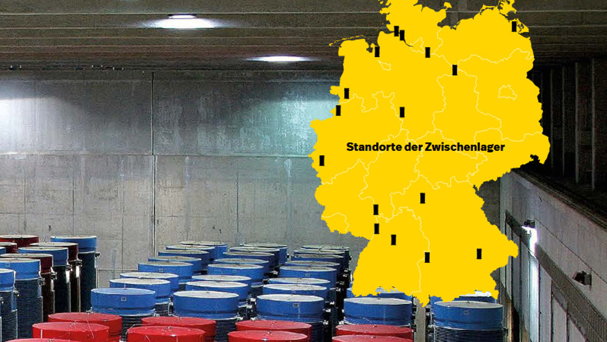 Landkarte mit den Standorten der Zwischenlager